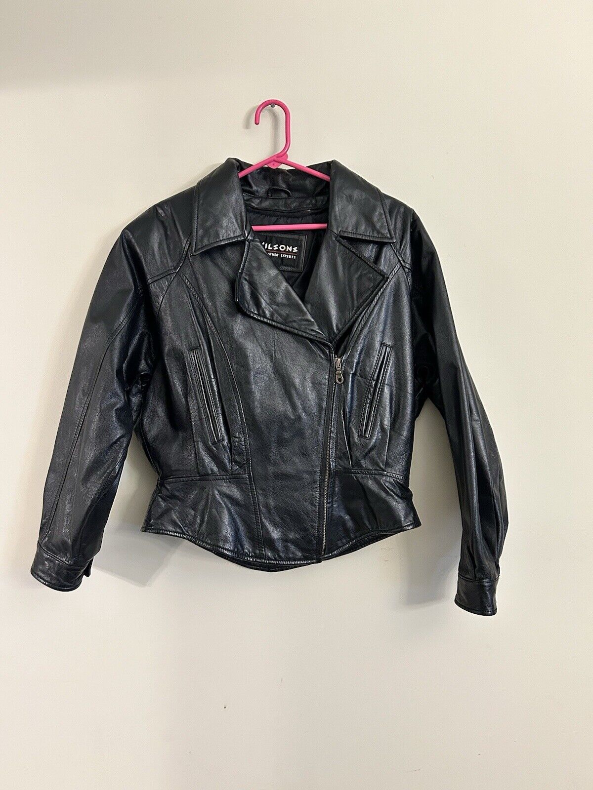 VTG Women’s WILSONS LEATHER JACKET Black Removable Lining Thinsulate Medium