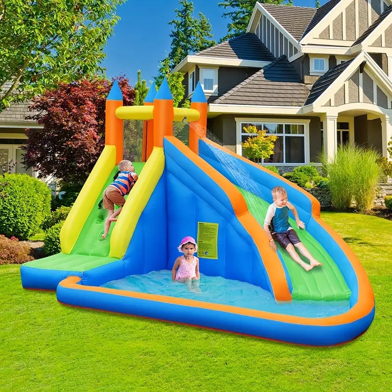 Costway Mighty Splash Kingdom Inflatable Water Slide & Bounce House Castle - No