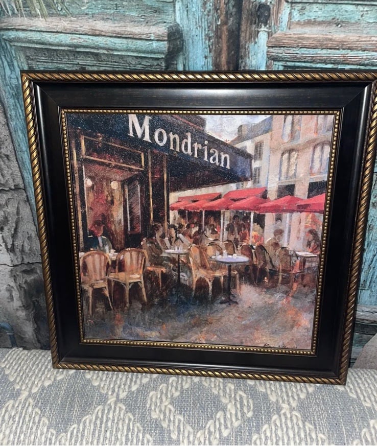 Framed Fine Art Mondrian Cafe 20x20 Wall Decor