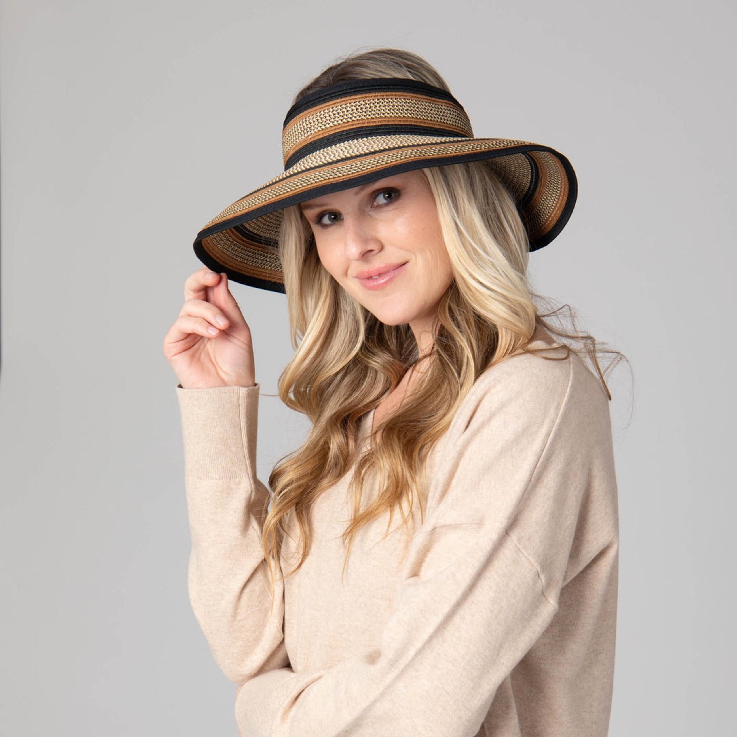 San Diego Hat Company Women's One Size Ultrabraid Visor with Ribbon trim