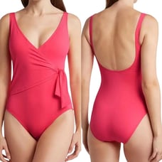 Tommy Bahama Wrap Front One Piece Swimsuit 8 Coral Coast Soft Cups Tie Beach NWT