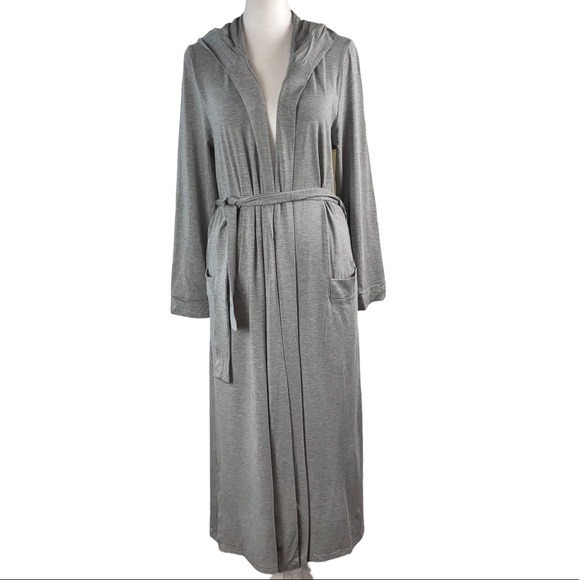 NWT Recliner NYC women's Gray Long Bath Robe Soft Bamboo Mix Material size M