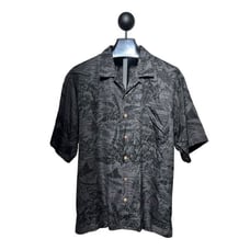 Tommy Bahama Hawaiian Button Up Silk Shirt XL Black and Grey
