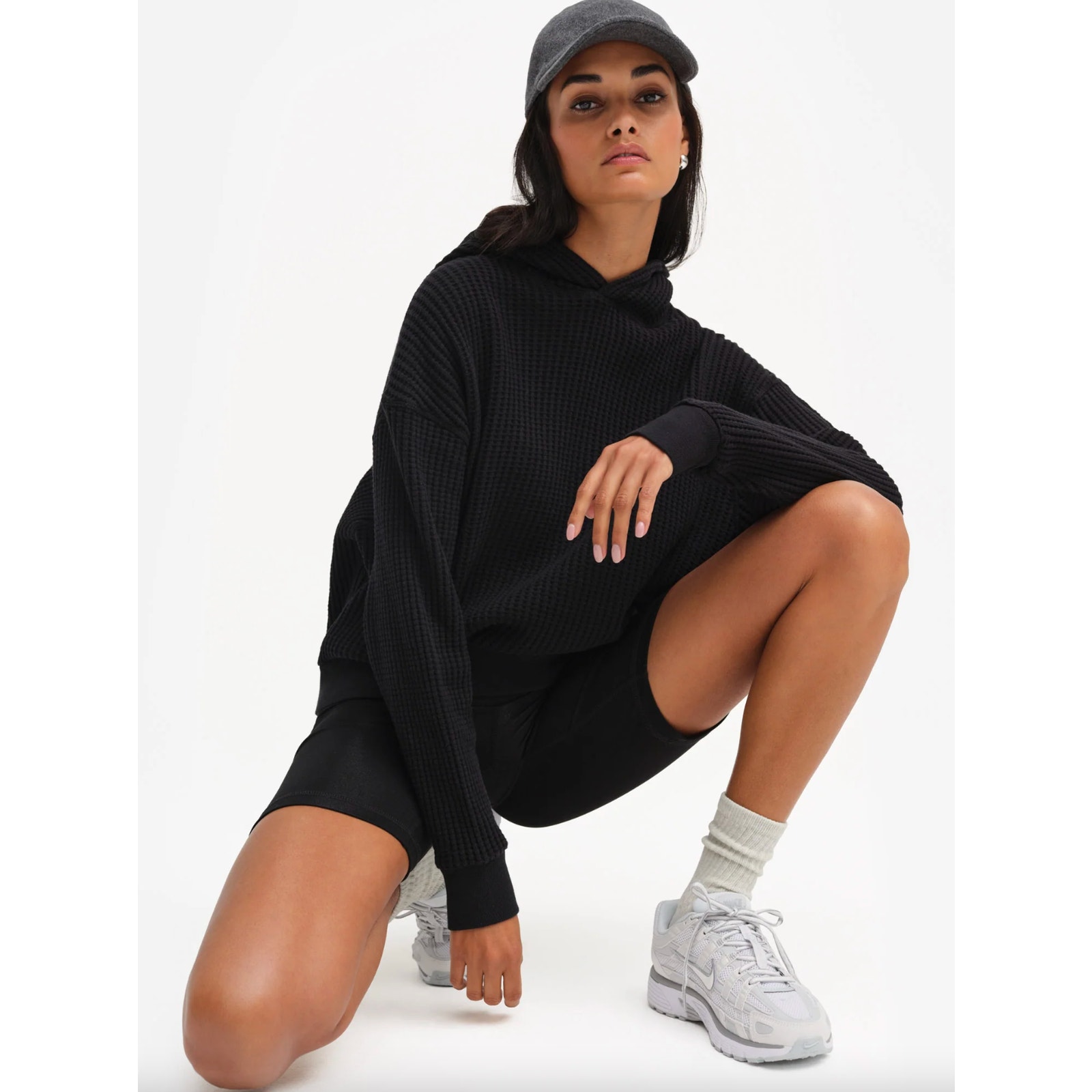 MATE the Label Organic Waffle Relaxed Hoodie Jet Black XS X-Small Organic Cotton