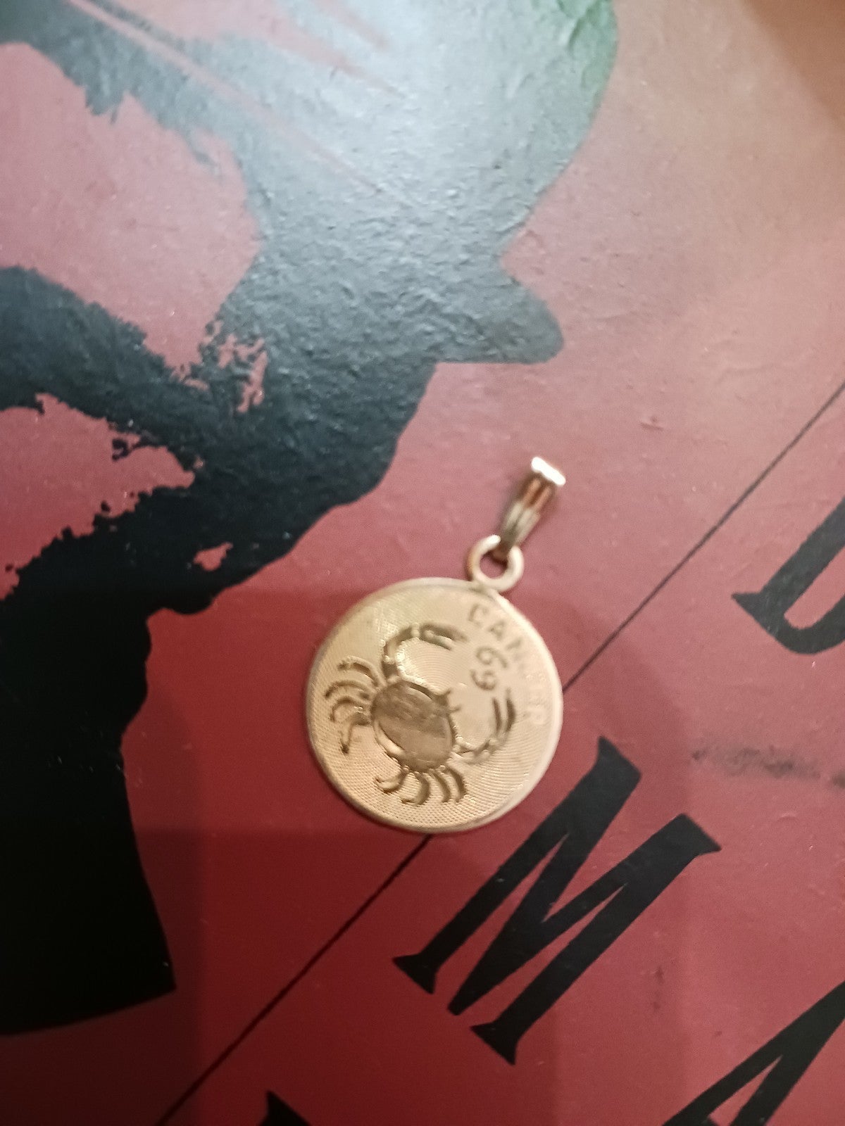 12KGF CANCER Astrology Gold Pendant