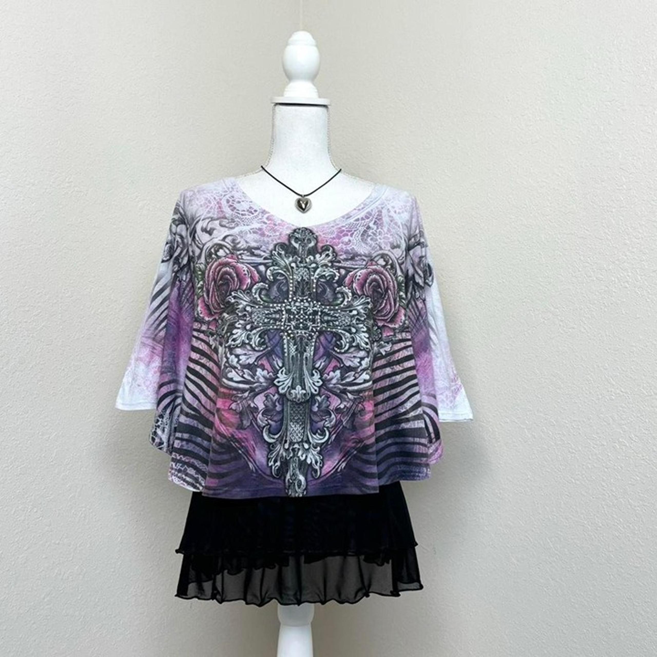 Vintage y2k 2000s mcbling scene rockstargf top
