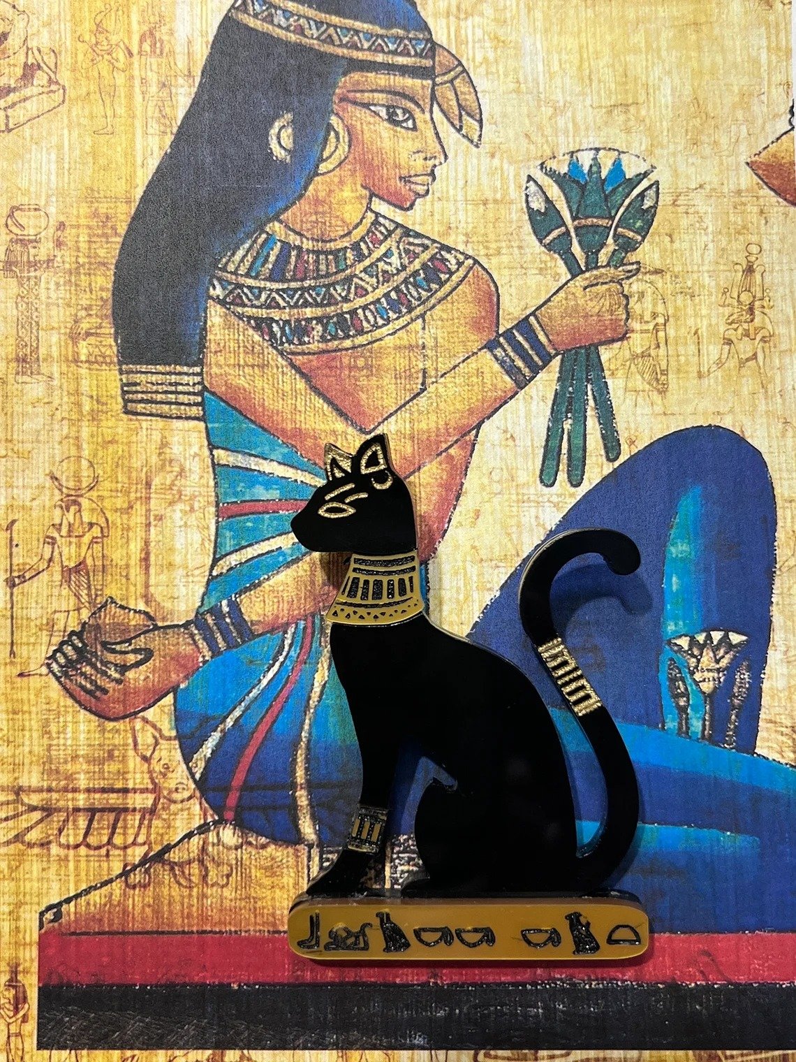 Large Egyptian Goddess Bast Statement Brooch, Bastet Black Cat Goddess Pin