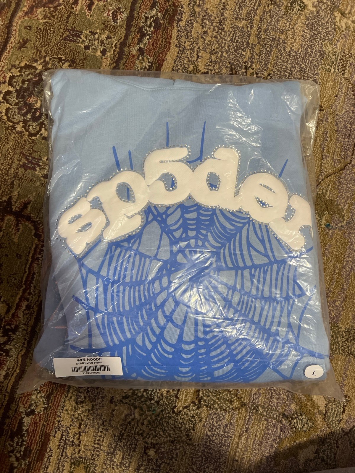 Brand New Sp5der Sky Blue Hoodie Size Large