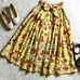 【PINK HOUSE】Pink House Rose Print Pintuck Flare Skirt Floral Pattern
