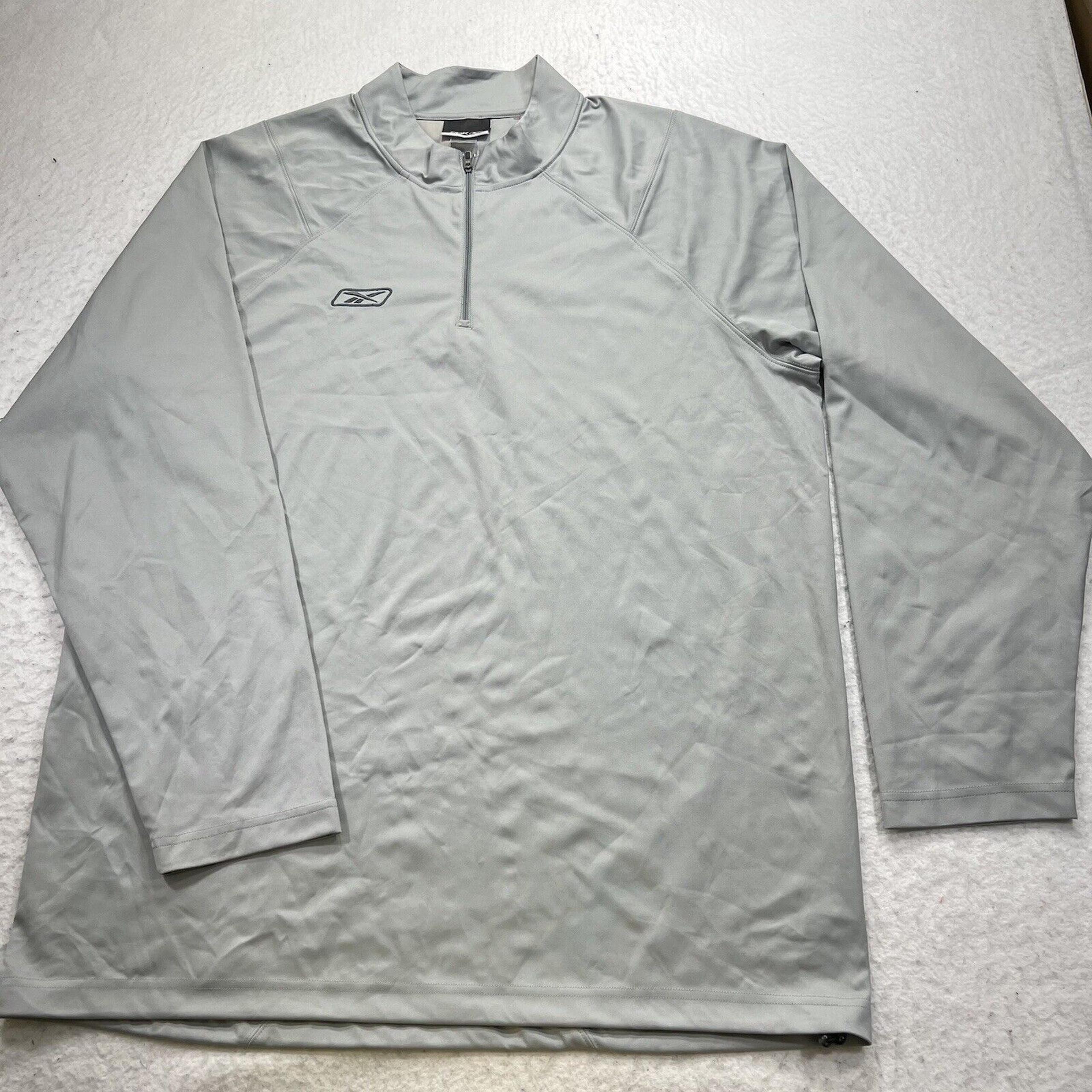 Reebok Mens Large Gray 1/4 Zip Lightweight Activewear Pullover Sweatshirt Jacket