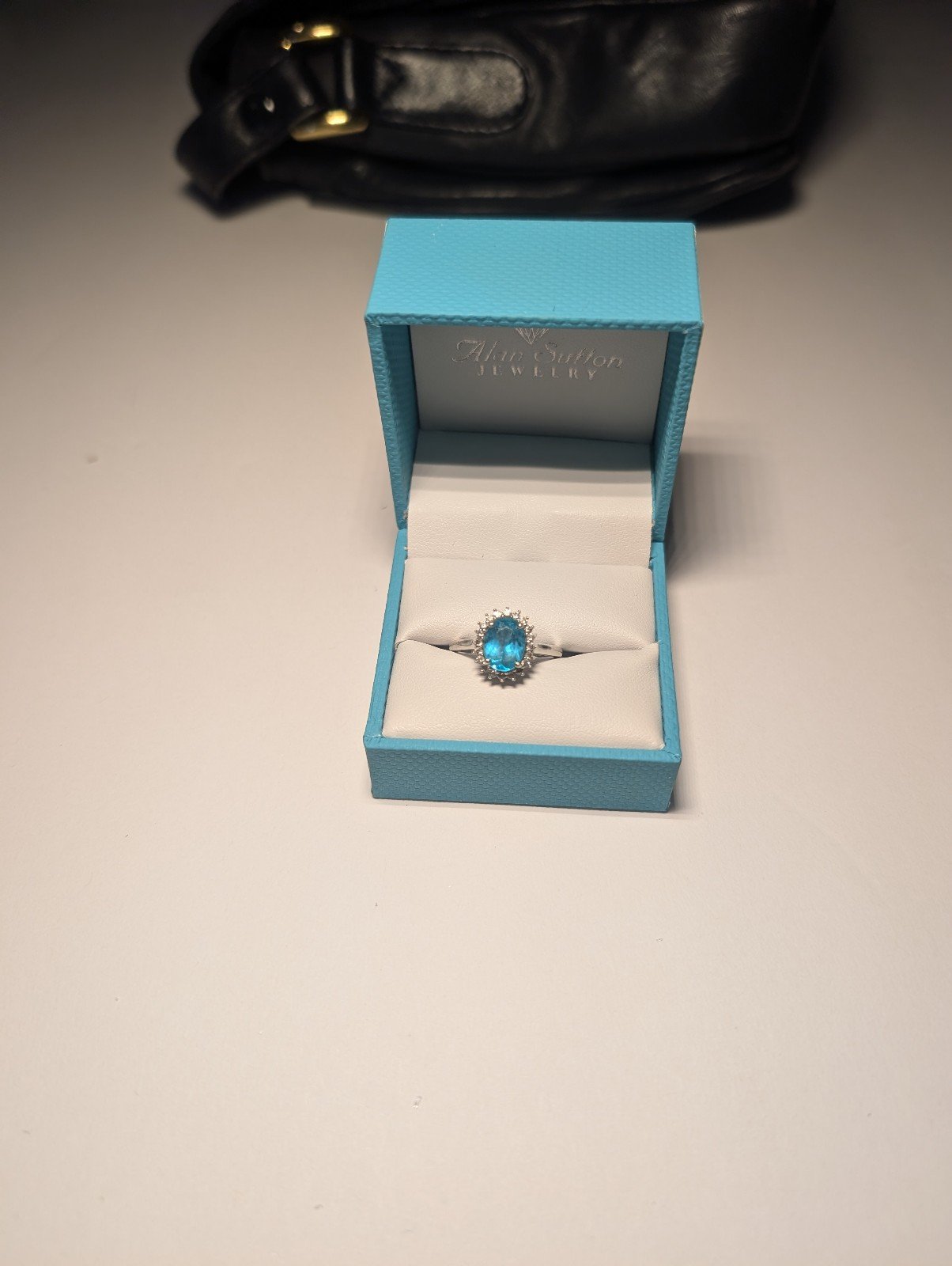 1.80 Ct Natural Topaz & Diamond Ring 14K White Gold Size 7