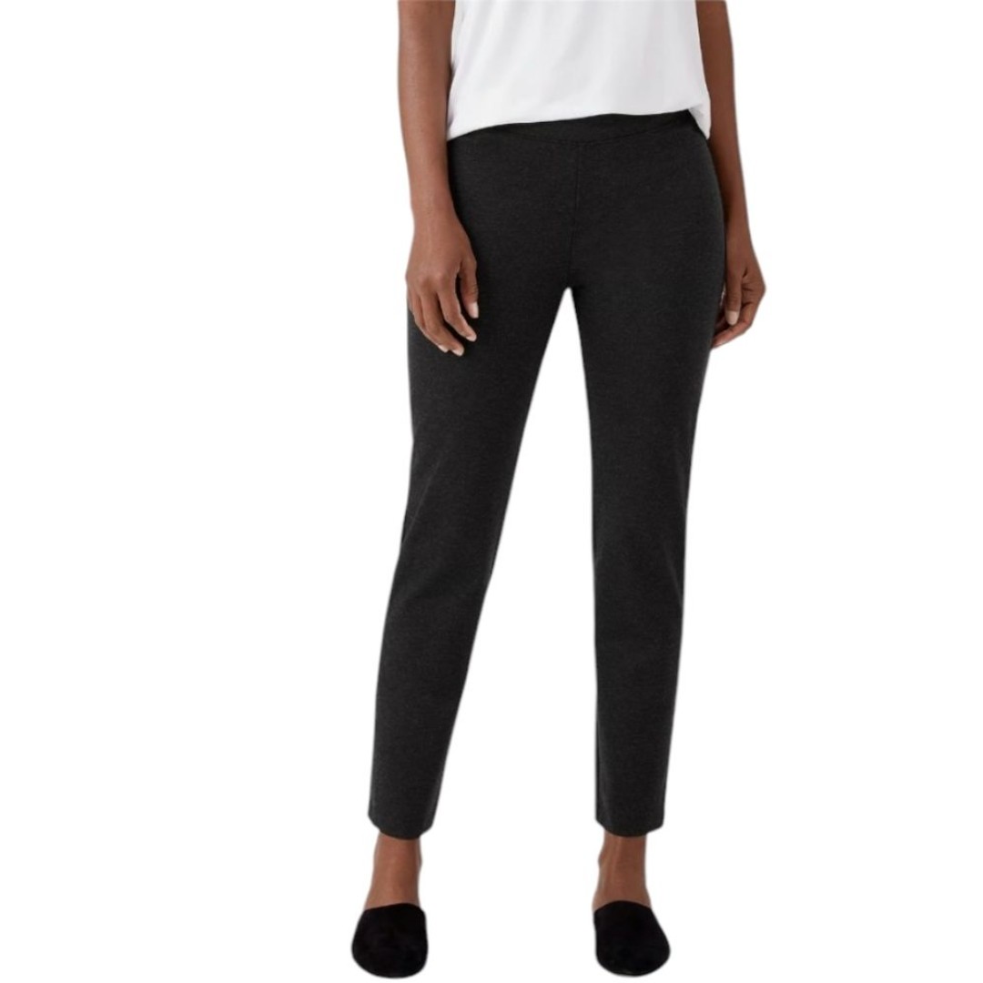 Eileen Fisher Melange Viscose Ponte Pant Charcoal dark grey black size L