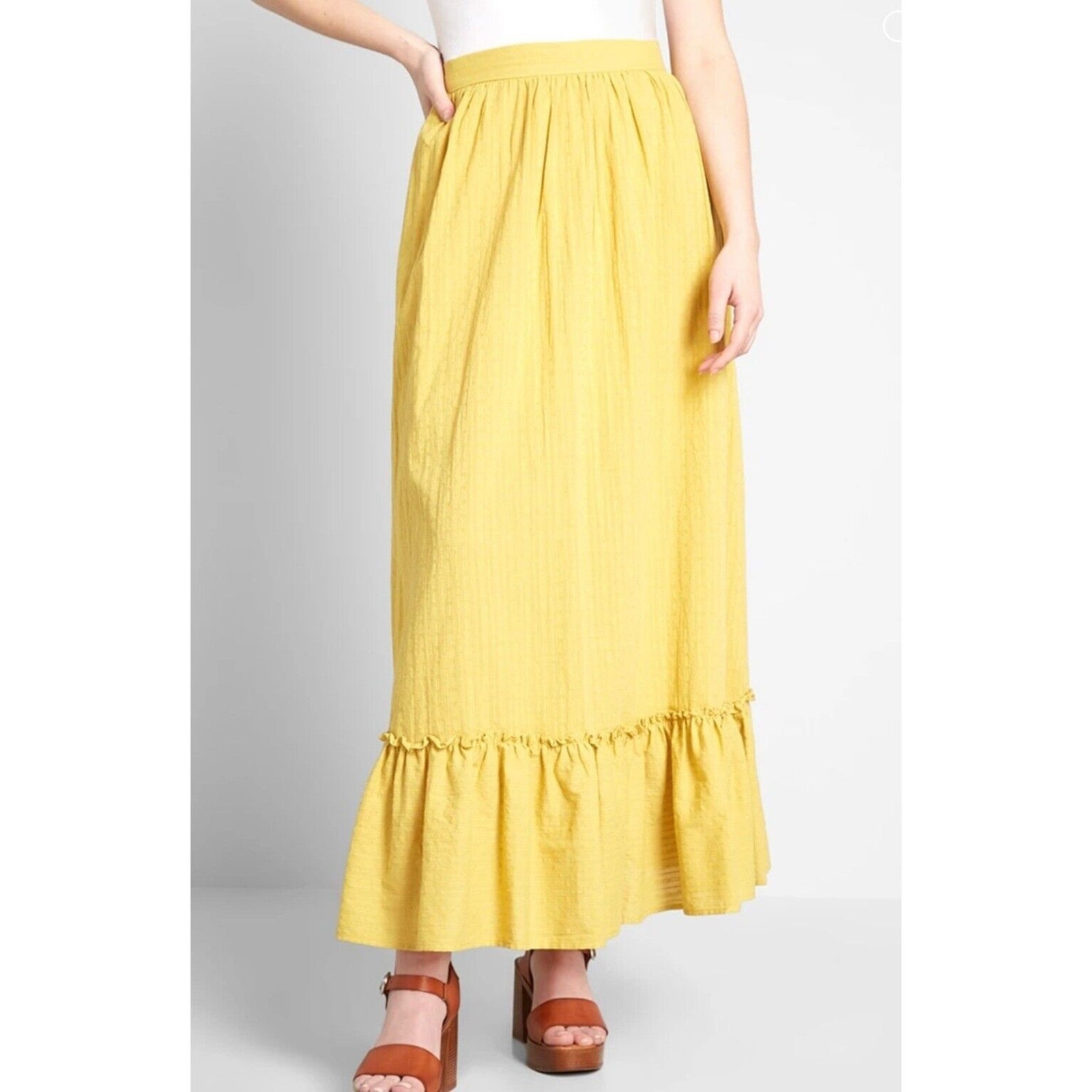 ModCloth Yellow Prairie Much So Maxi Skirt Size Medium NWT