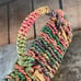 Vintage Beautiful Multi-Color Basket with Handles and Feet on Bottom