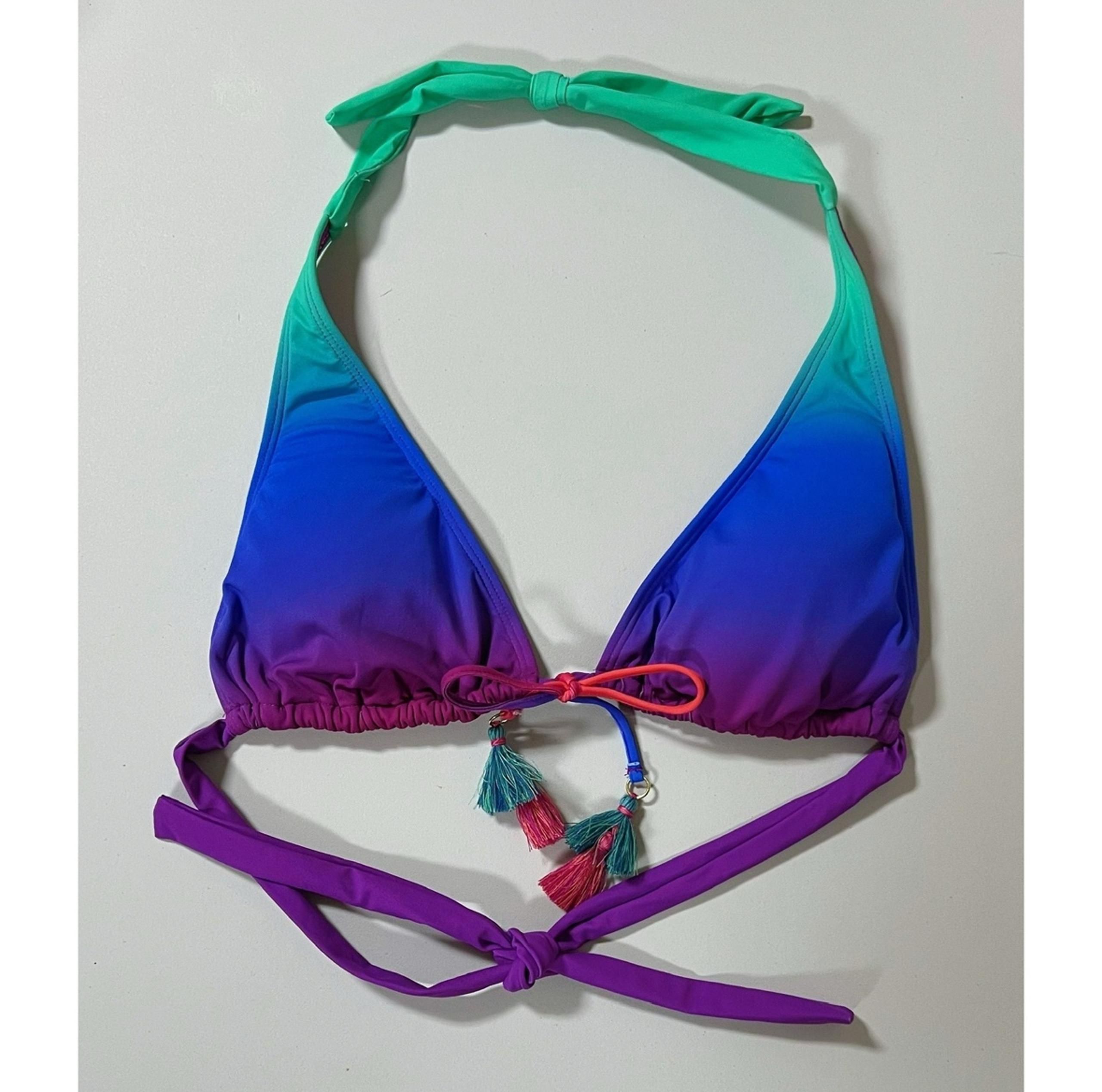 Bleu Rod Beattie Purple Ombré Tassels Bikini Top Swimwear Bathing Suit Size 4 ✨