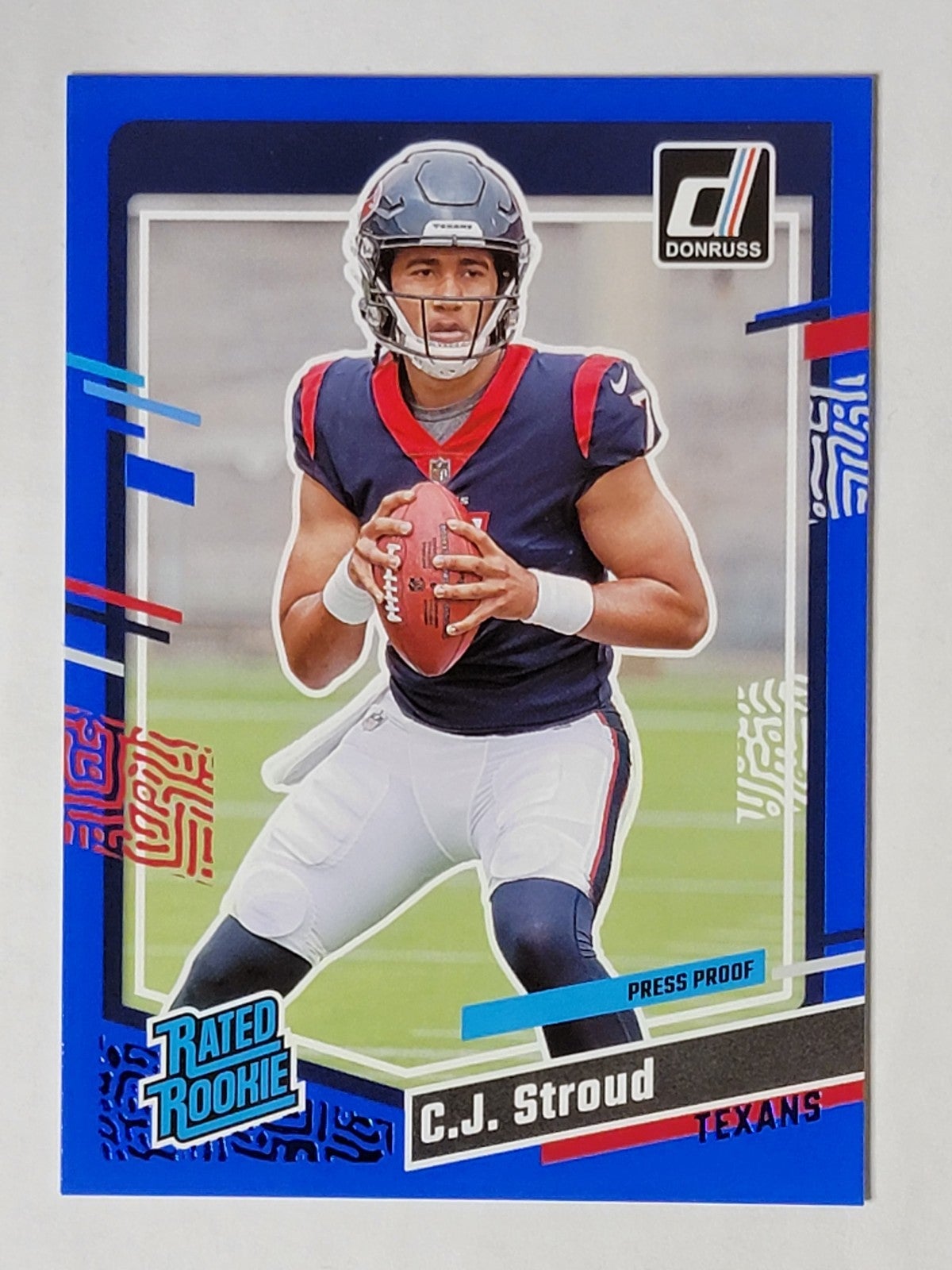2023 Panini Donruss Football C.J. Stroud Rated Rookie Blue Press Proof No. 339