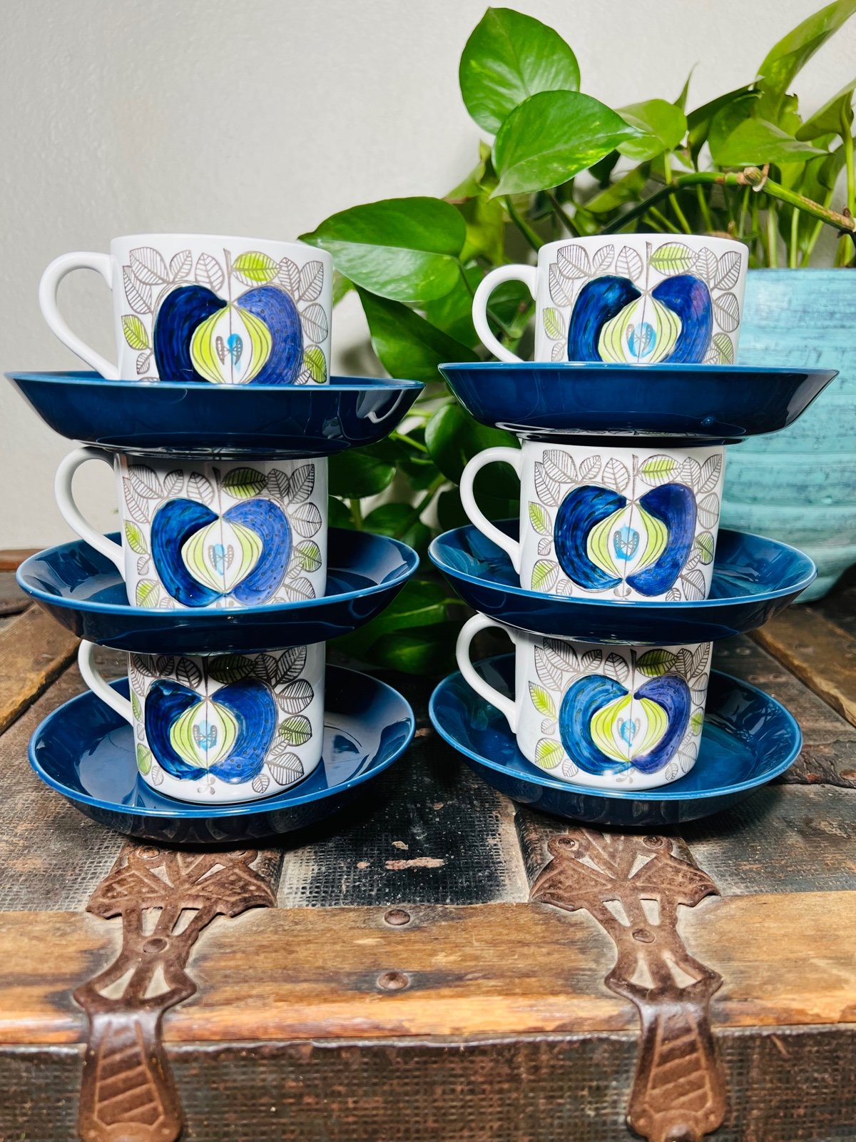 Rörstrand Eden DM Eden Tea Cup or Coffee Mug and Saucer Set of 6 Made in Sweden