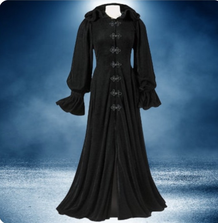 PYRAMID COLLECTION HOODED VELVET RENN COAT COSPLAY GOTHIC VICTORIAN RENN FAIR XL