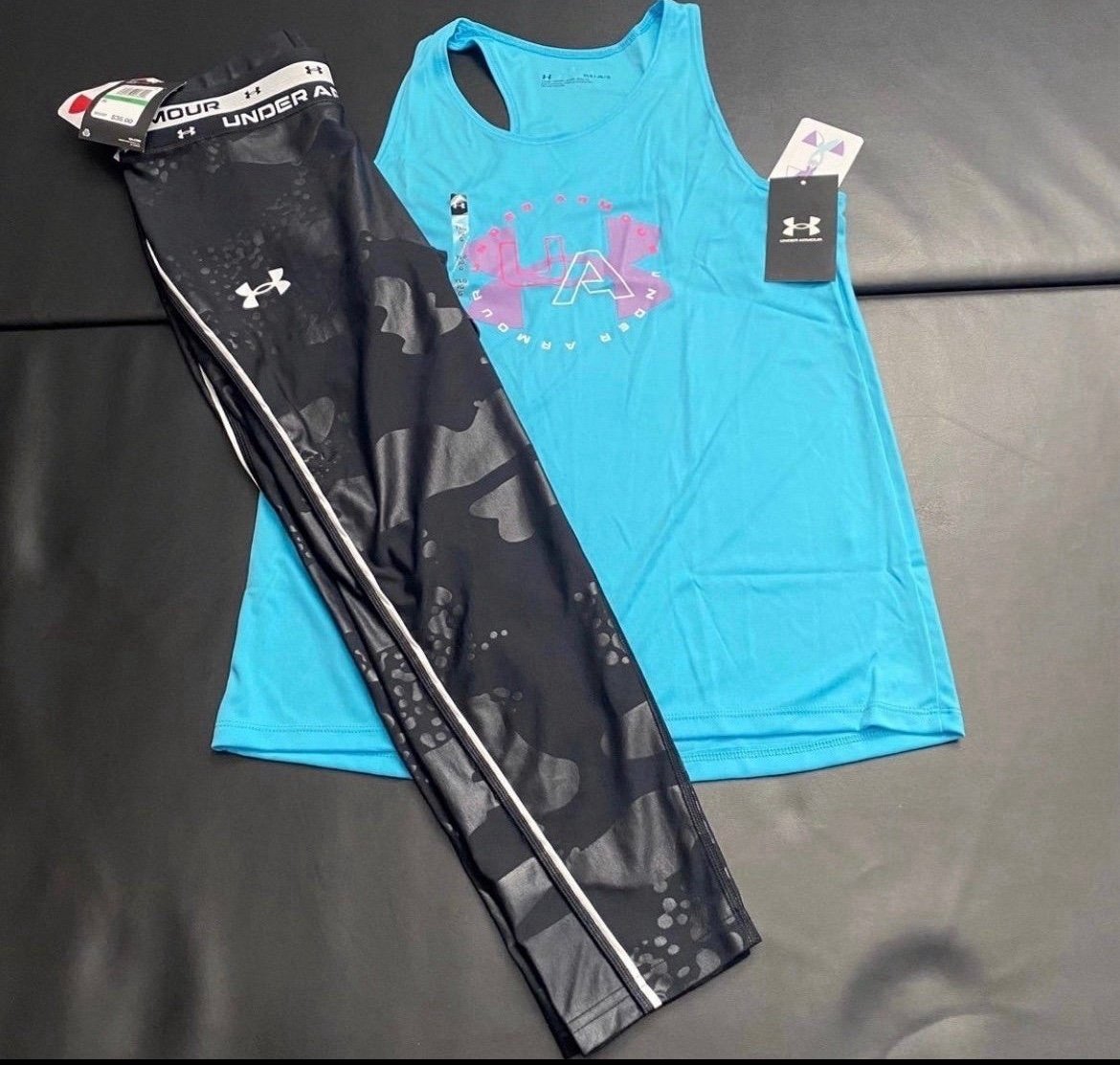 NWT Under Armour leggings & tank set girls youth size Large