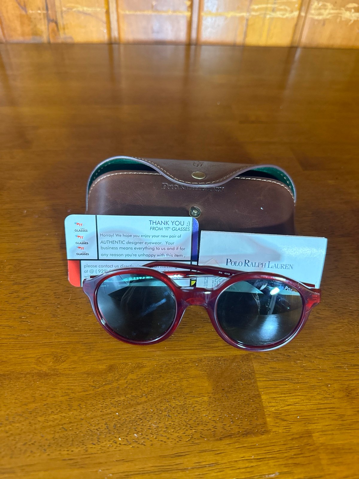 Ralph Lauren polo red sunglasses w leather polo case