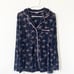 Soma Cool Nights Long Sleeve Grosgrain Trim Notch Collar Pajama Top Size Large