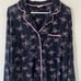 Soma Cool Nights Long Sleeve Grosgrain Trim Notch Collar Pajama Top Size Large