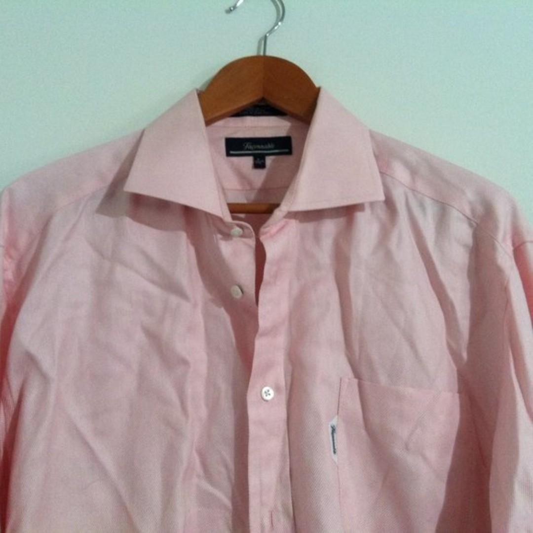 FACONNABLE MENS PINK 100%COTTON DRESS SHIRT SIZE: 17.5