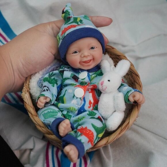 7 Mini Reborn Baby Doll Boy – Full Body Silicone Realistic Newborn