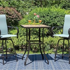 Patio Bar Stools Set of 2 Swivel Barstools High Back Bar Height Chairs