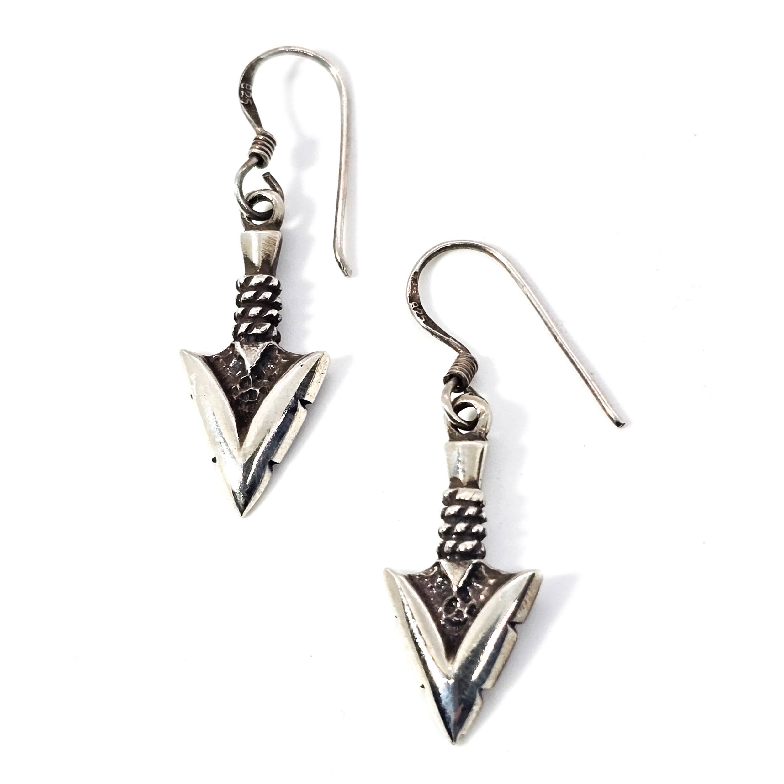 Arrow head Native American vintage sterling silver Southwestern drop earrings