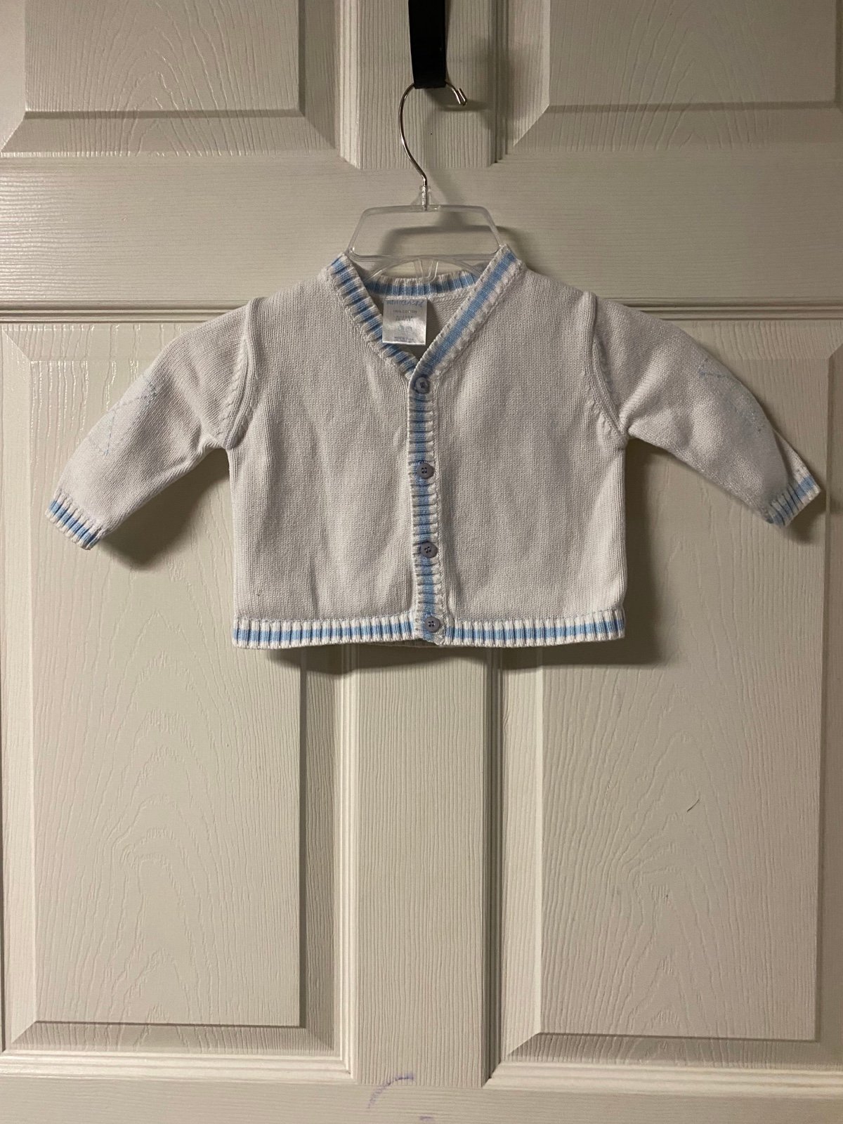 Vintage Mini classic 100% Cotton 6-12 Months White/blue Sweater
