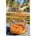 Vintage Chinese Bamboo Song Bird Handcrafted Cage w/4 Porcelain Feed Bowls EUC