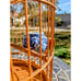 Vintage Chinese Bamboo Song Bird Handcrafted Cage w/4 Porcelain Feed Bowls EUC