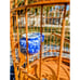 Vintage Chinese Bamboo Song Bird Handcrafted Cage w/4 Porcelain Feed Bowls EUC