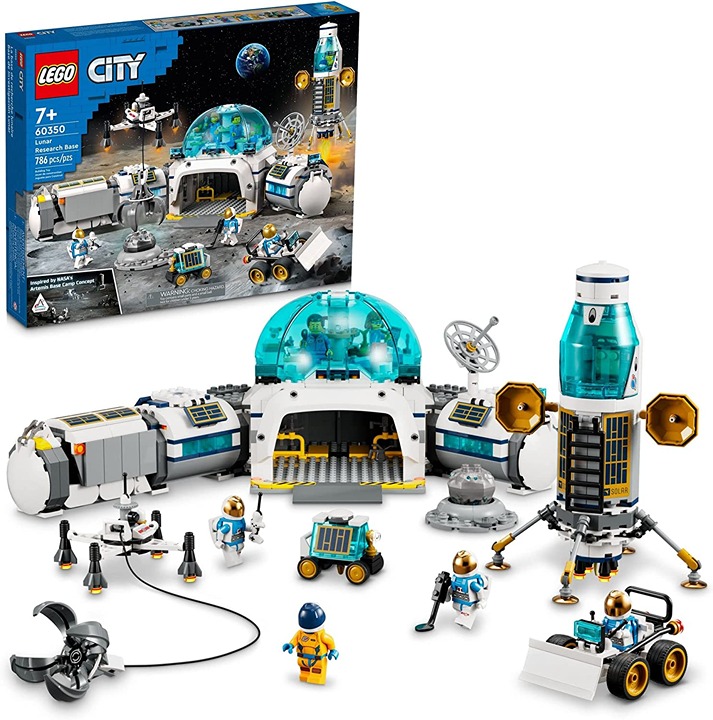 City Space Lunar Research Base 60350 Building Toy Set for Kids, Boys, and Girls