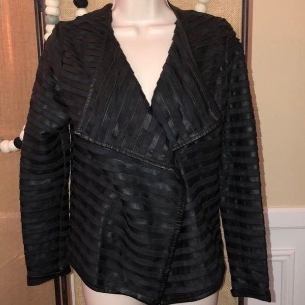 The Limited Leather Suede Stripe Motorcycle Black Jacket Blazer Size XS