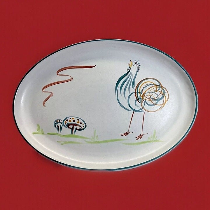 Denby Stoneware England FLAIR Rooster Display Serving Tray Dish
