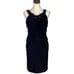 Joseph Ribkoff Women 4 Draped Cocktail Dress Black Beaded Floral Stretch Retro