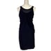 Joseph Ribkoff Women 4 Draped Cocktail Dress Black Beaded Floral Stretch Retro