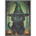Witchy Black Cat Throw Woven Blanket Tapestry Witch Halloween goth cute kitten