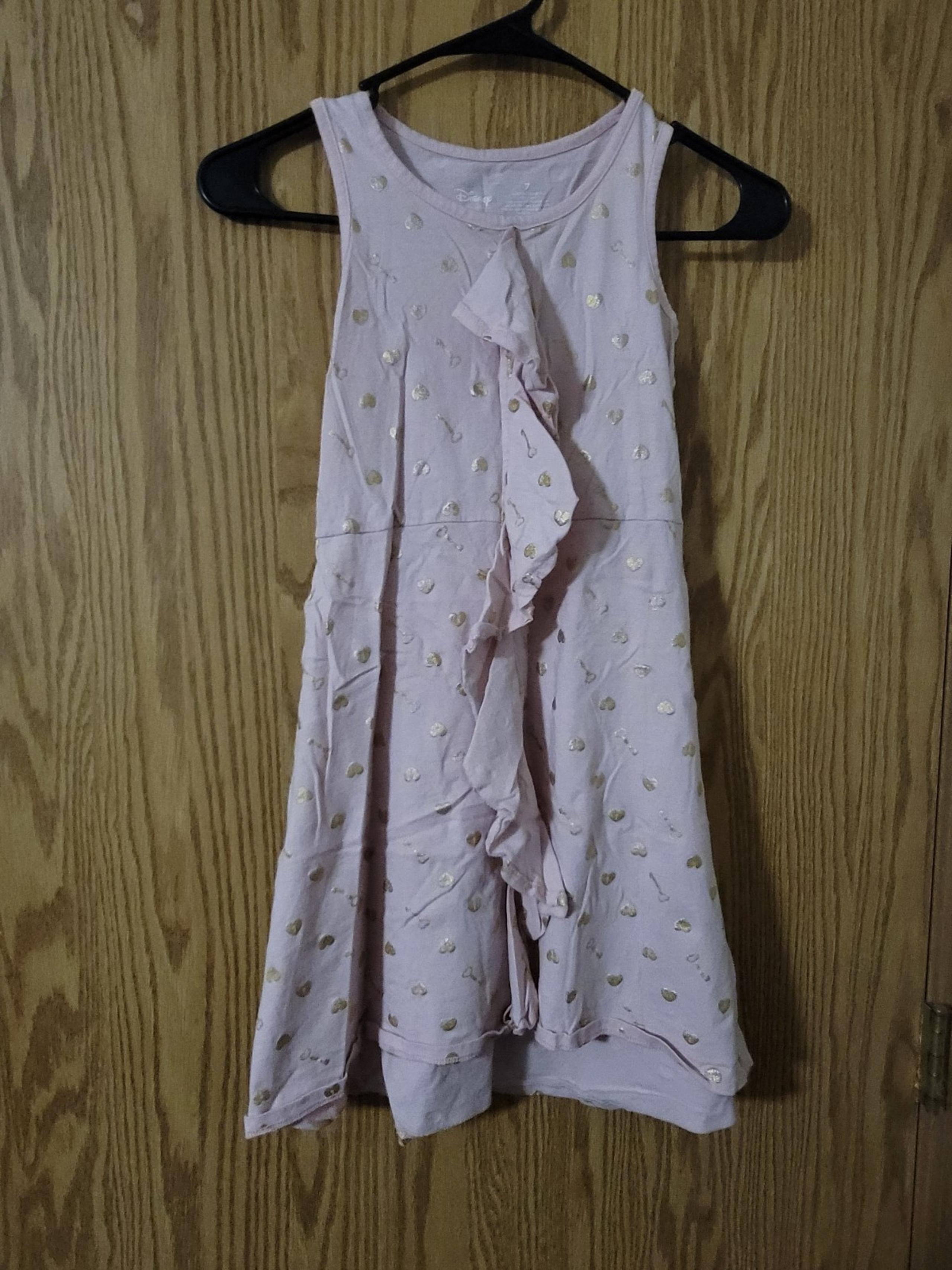 Disney Jumping Beans Girls Dress Size 7 Light Pink with Gold Heart Lock and Keys