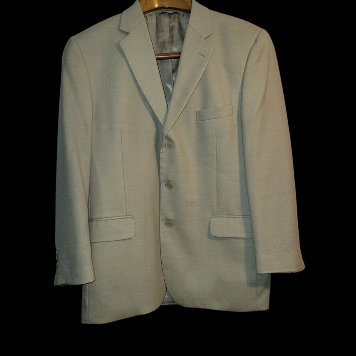 Alfani Blazer Suit Jacket Men's 43R Notch Lapel Wool Macys Beige 3 Button