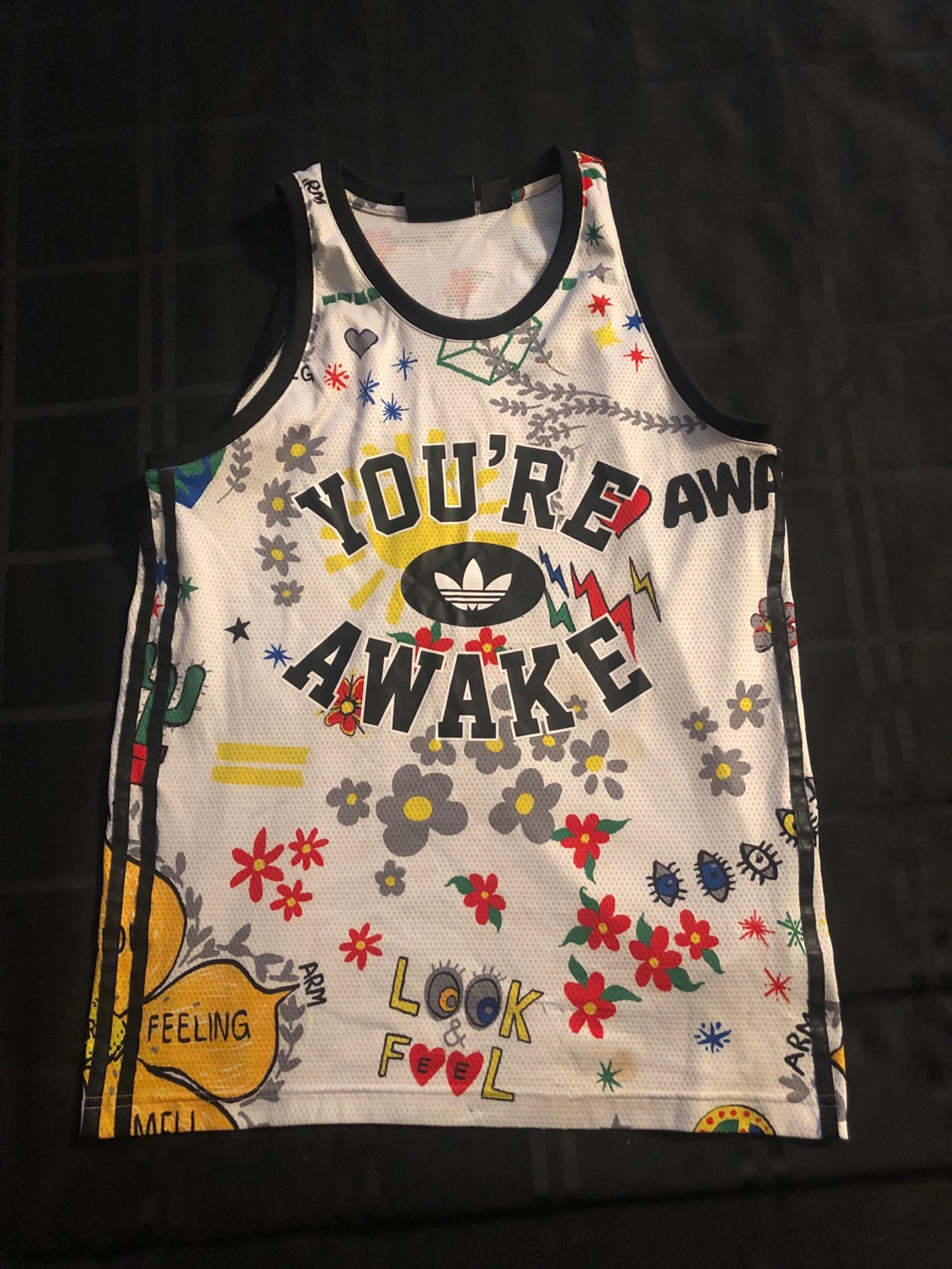 Adidas You’re Awake Pharrell Williams Tank top Jersey Mens Medium Peace Active.