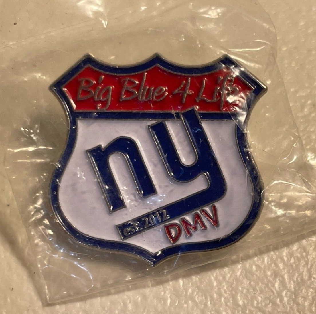 VTG Big Blue for Life DMV Lapel Pin 2012 DC area NY Giants fans New York rare 2