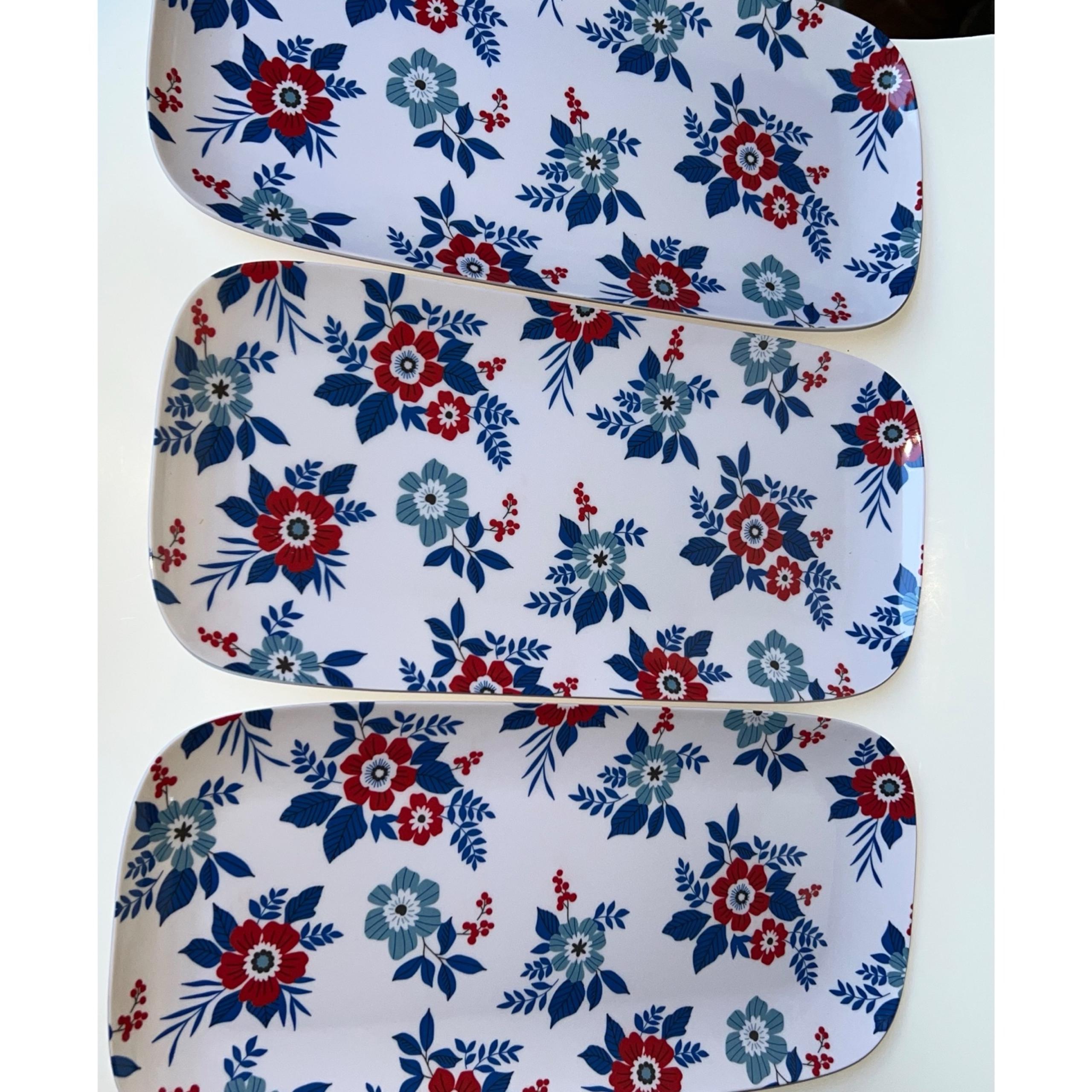NEW Red White and Blue Melamine Serving Trays - Lot of 3