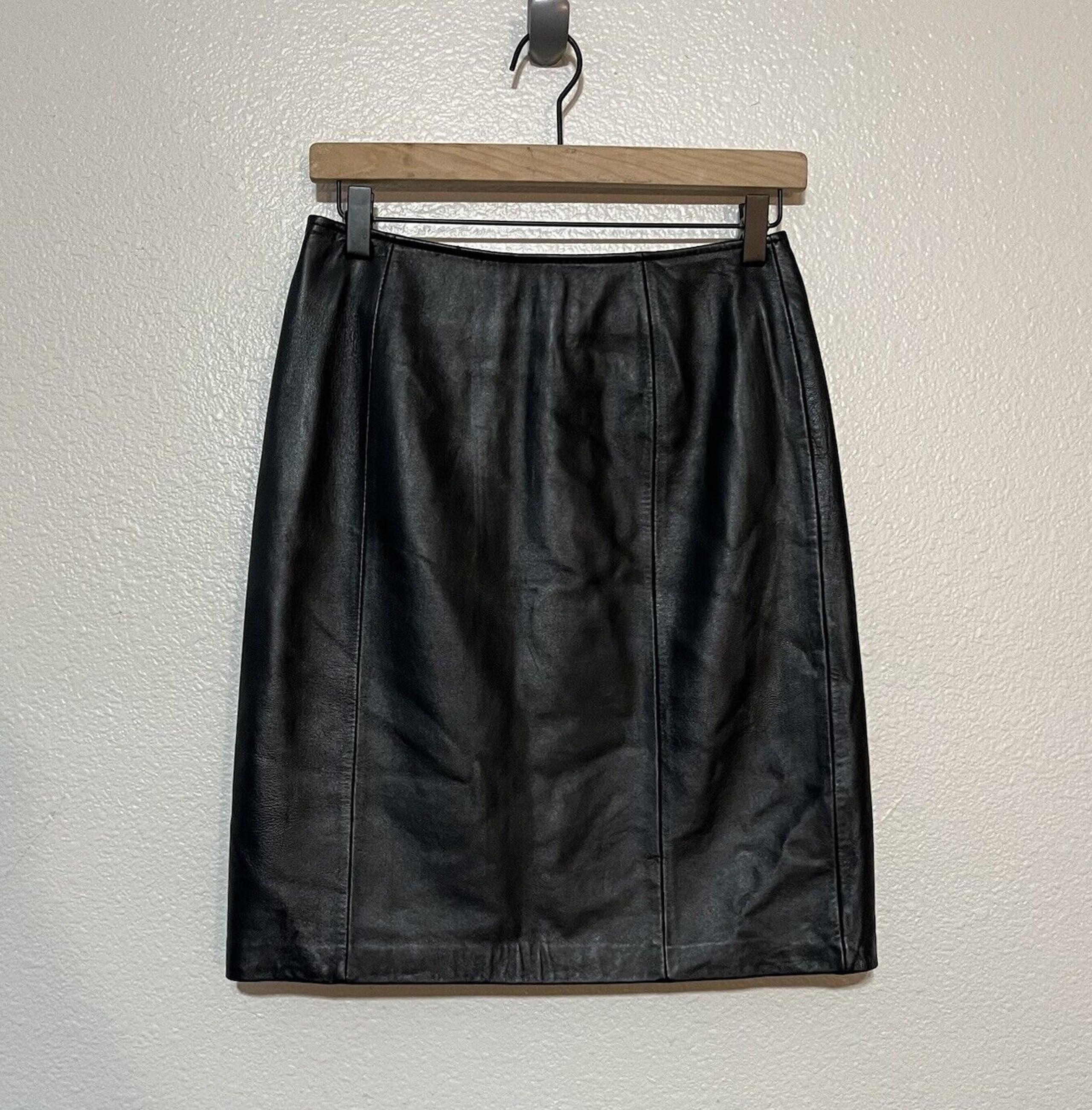 Croft & Barrow Lambskin Leather Pencil Skirt Size 4 Womens Black Lined