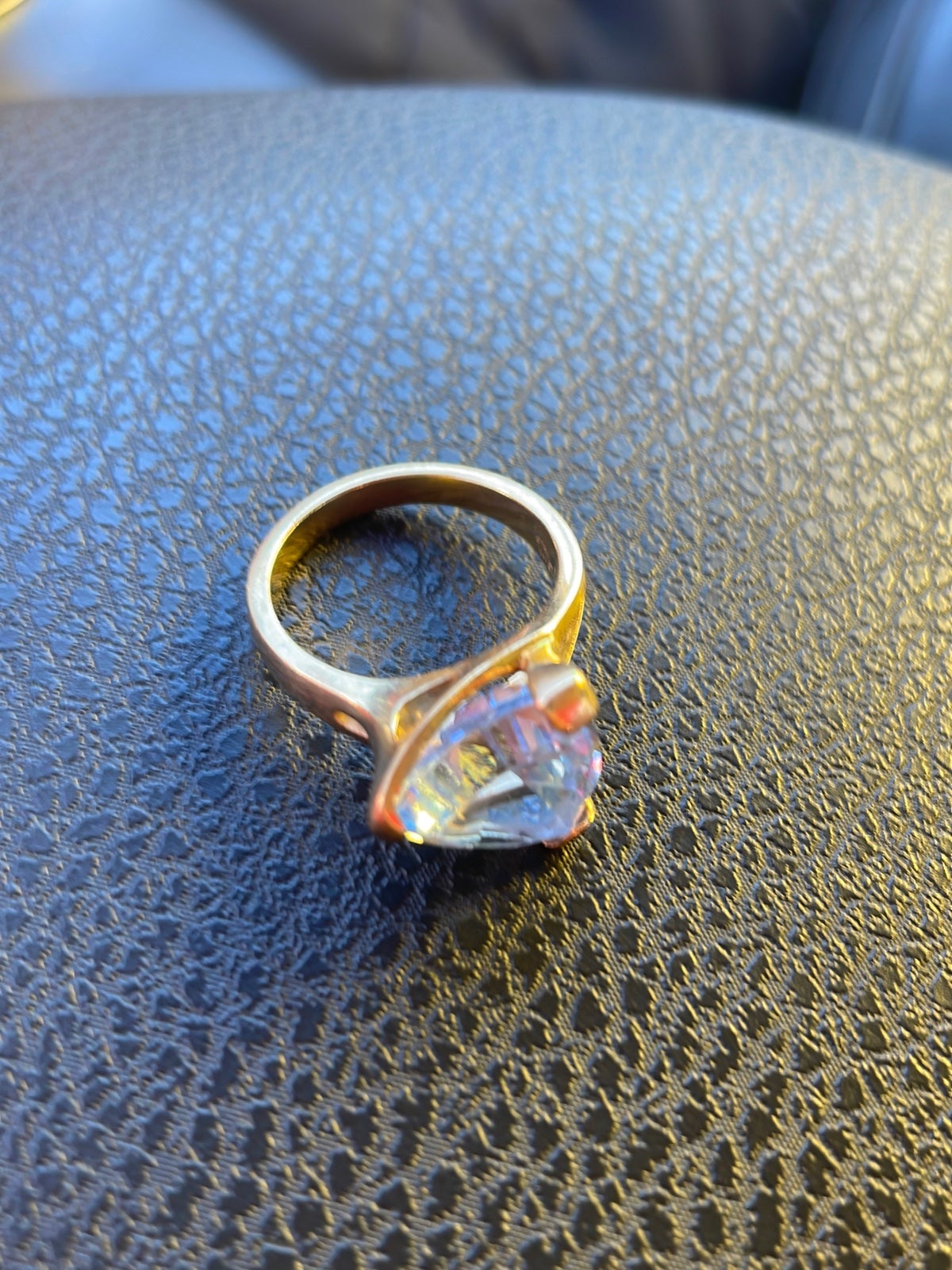 14k blue topaz Trillion Cut Ring