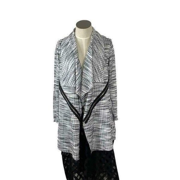 Comfy USA XS Black White Cardigan ~Boutique~ Waterfall Neckline | Art To Wear