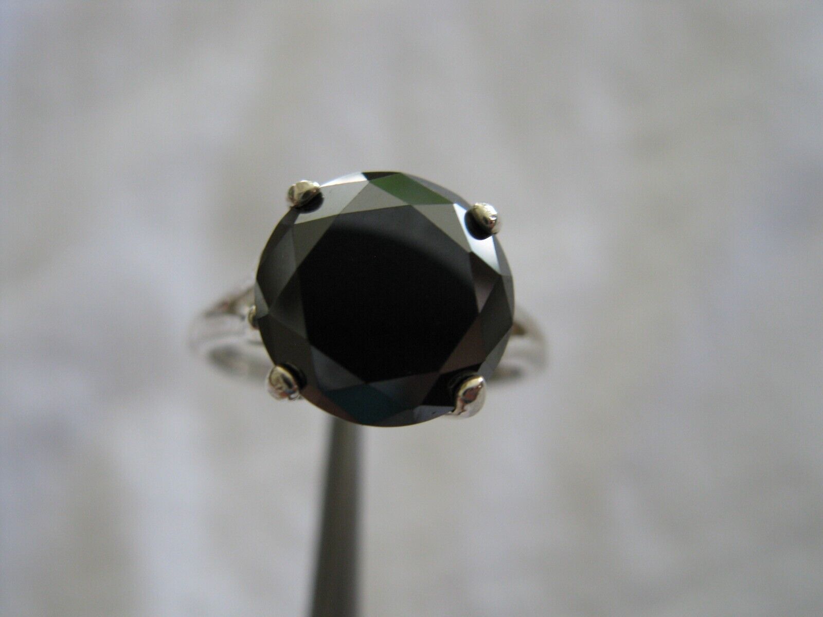 4.03ct NATURAL REAL BLACK DIAMOND RING,FREE DIAMOND TESTER, CERTIFICATE, SIZE 9