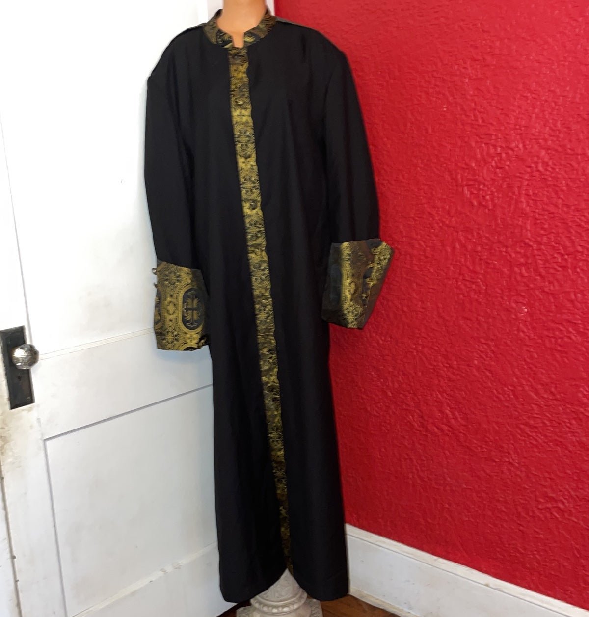 Bohemian Kimono•Traditional Beach Cover Up w/crosses Robe•Smoking Jacket•Priest
